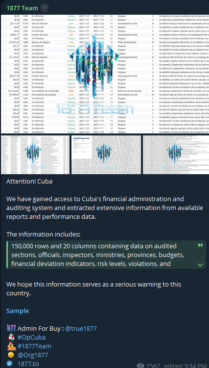 Alleged data sale of Cuban financial administration and auditing systems-xLab 威胁情报