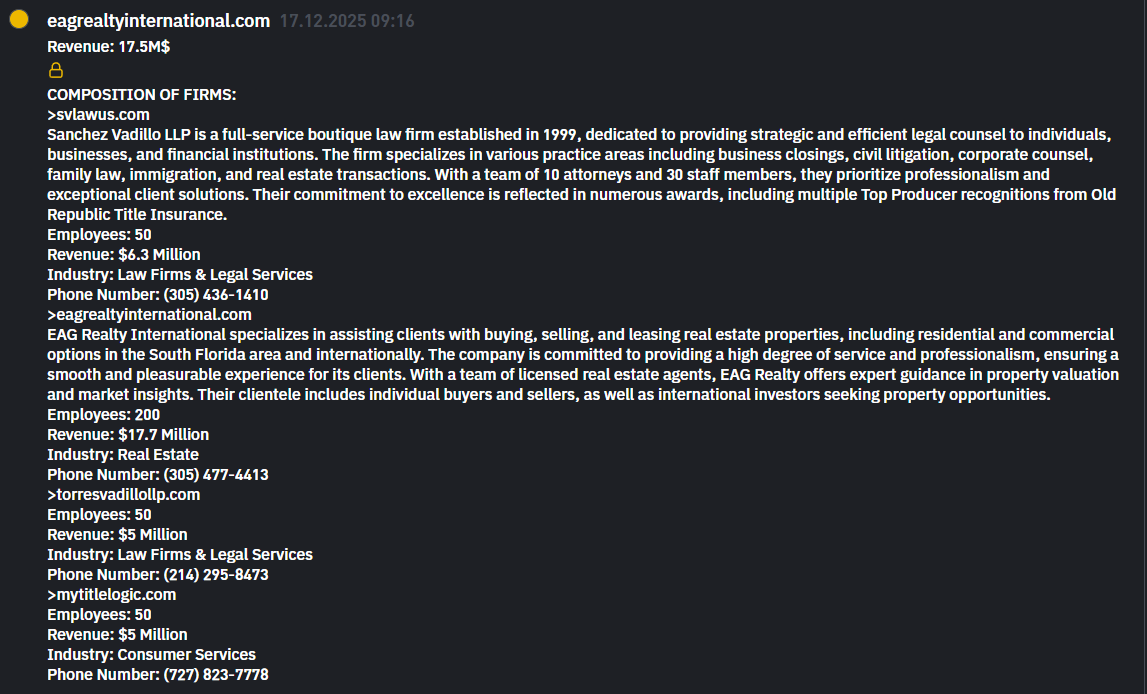 EAG Realty International将victim归咎于INC RANSOM勒索软件-xLab 威胁情报