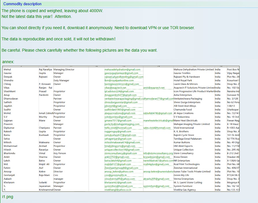 IndiaMART InterMESH Ltd.涉嫌数据外泄。-xLab 威胁情报