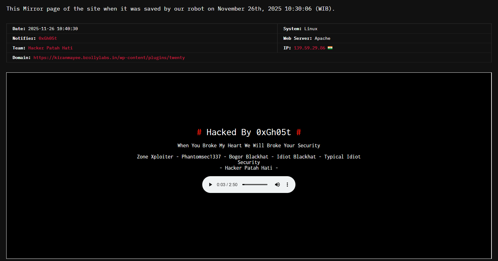 心碎的黑客瞄准kiranmayee.brollylabs.in网站-xLab 威胁情报