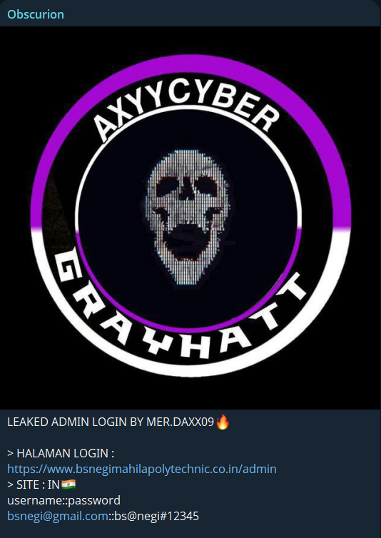 涉嫌泄露B.S.Negi Mahila Pravidhik Prashikshan Sansthan-xLab 威胁情报