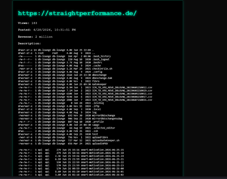 Straightperformance GmbH database allegedly leaked-xLab 威胁情报