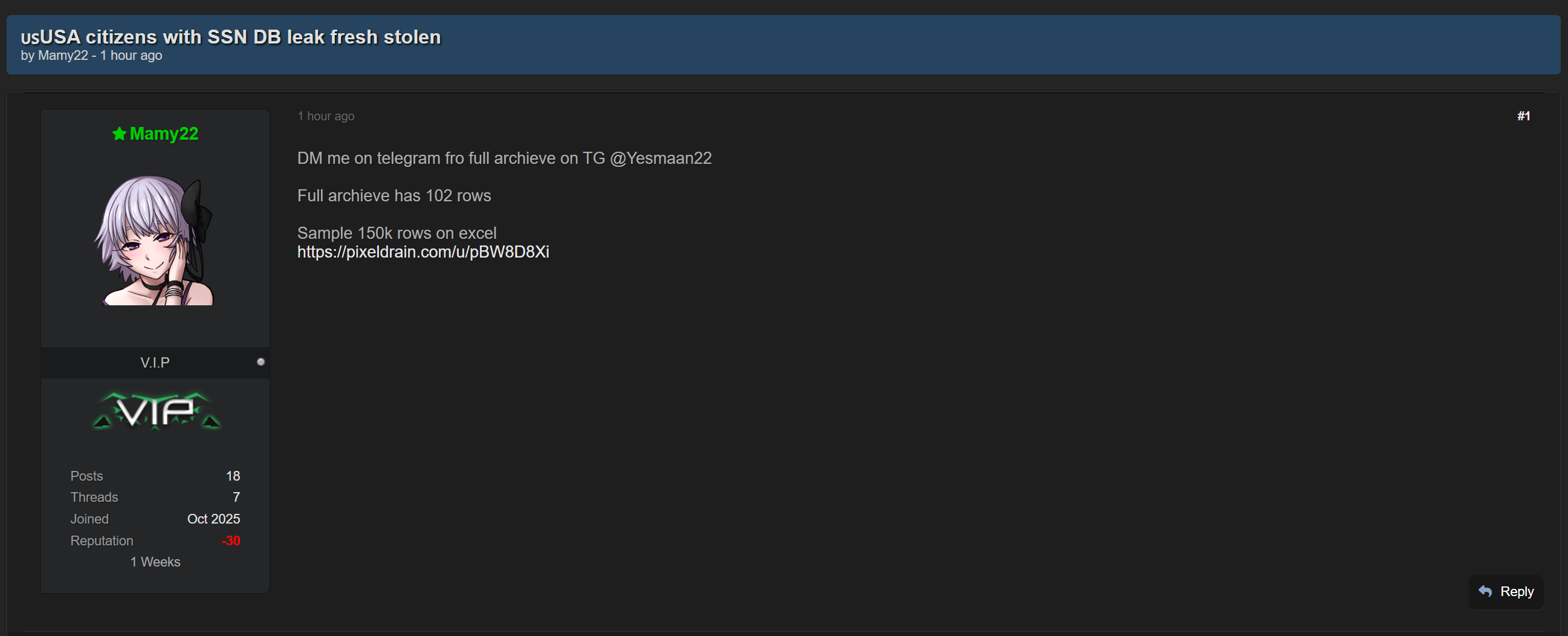 涉嫌出售美国公民社会安全号码-xLab 威胁情报