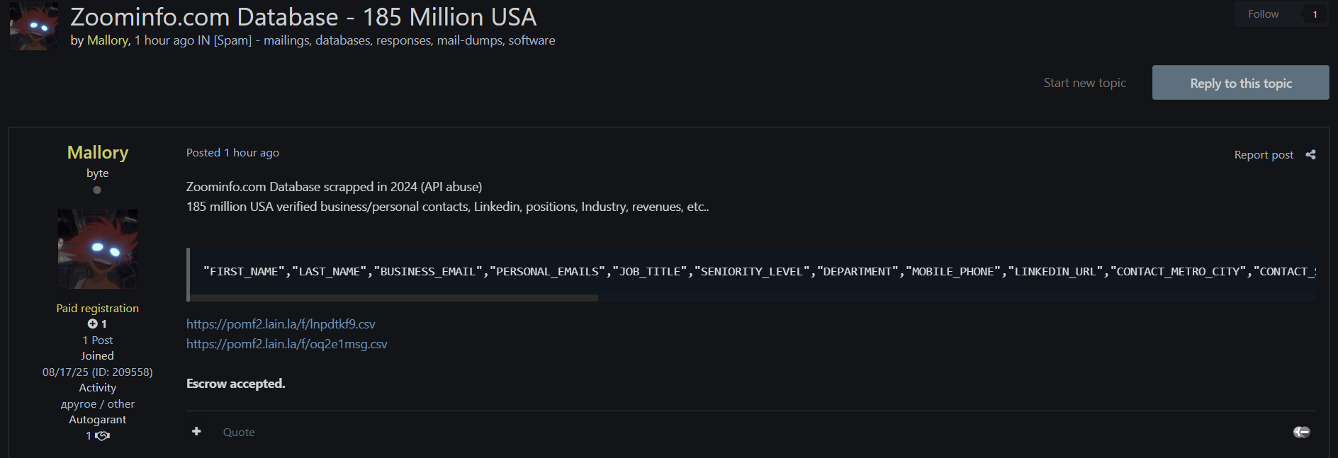 ZoomInfo涉嫌出售数据-xLab 威胁情报