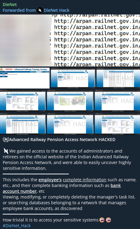 据称可以访问高级铁路养老金接入网络(ARPAN)-xLab 威胁情报