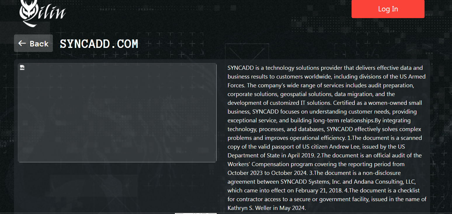 INC.Syncadd Systems成为Qilin勒索软件的受害者-xLab 威胁情报