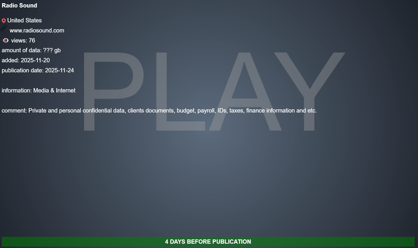 INC.radio湾成为PLAY勒索软件的受害者-xLab 威胁情报