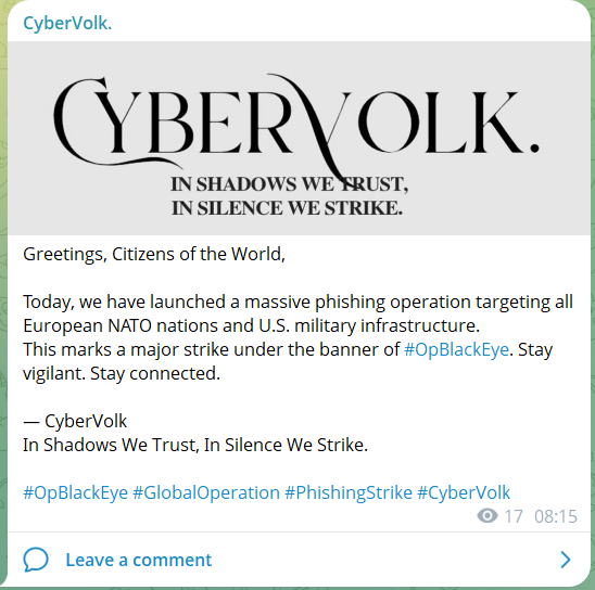 CyberVolk.团体。声称针对欧洲北约国家和美国军事基础设施。-xLab 威胁情报