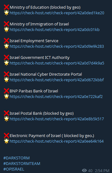 Dark Storm Team targets the website of Israel Post-xLab 威胁情报