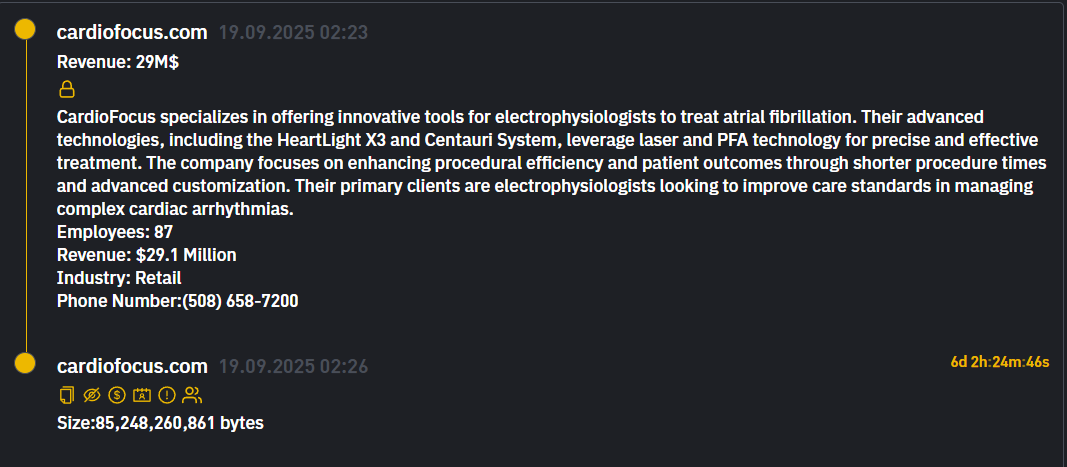 CardioFocus成为INC RANSOM勒索软件的受害者-xLab 威胁情报