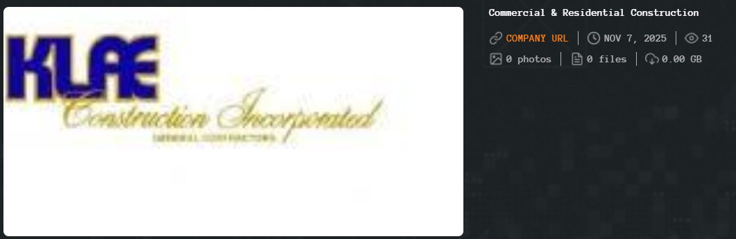 Klae Construction Inc成为Qilin勒索软件的受害者-xLab 威胁情报