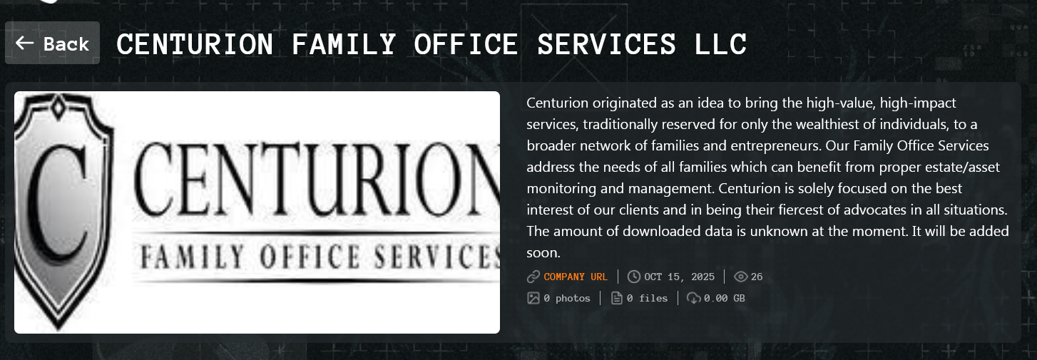 Centurion家族办公室服务成为Qilin勒索软件的受害者-xLab 威胁情报