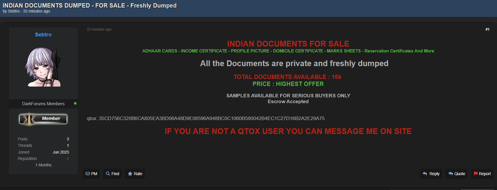 印度政府发布的文件涉嫌数据出售-xLab 威胁情报