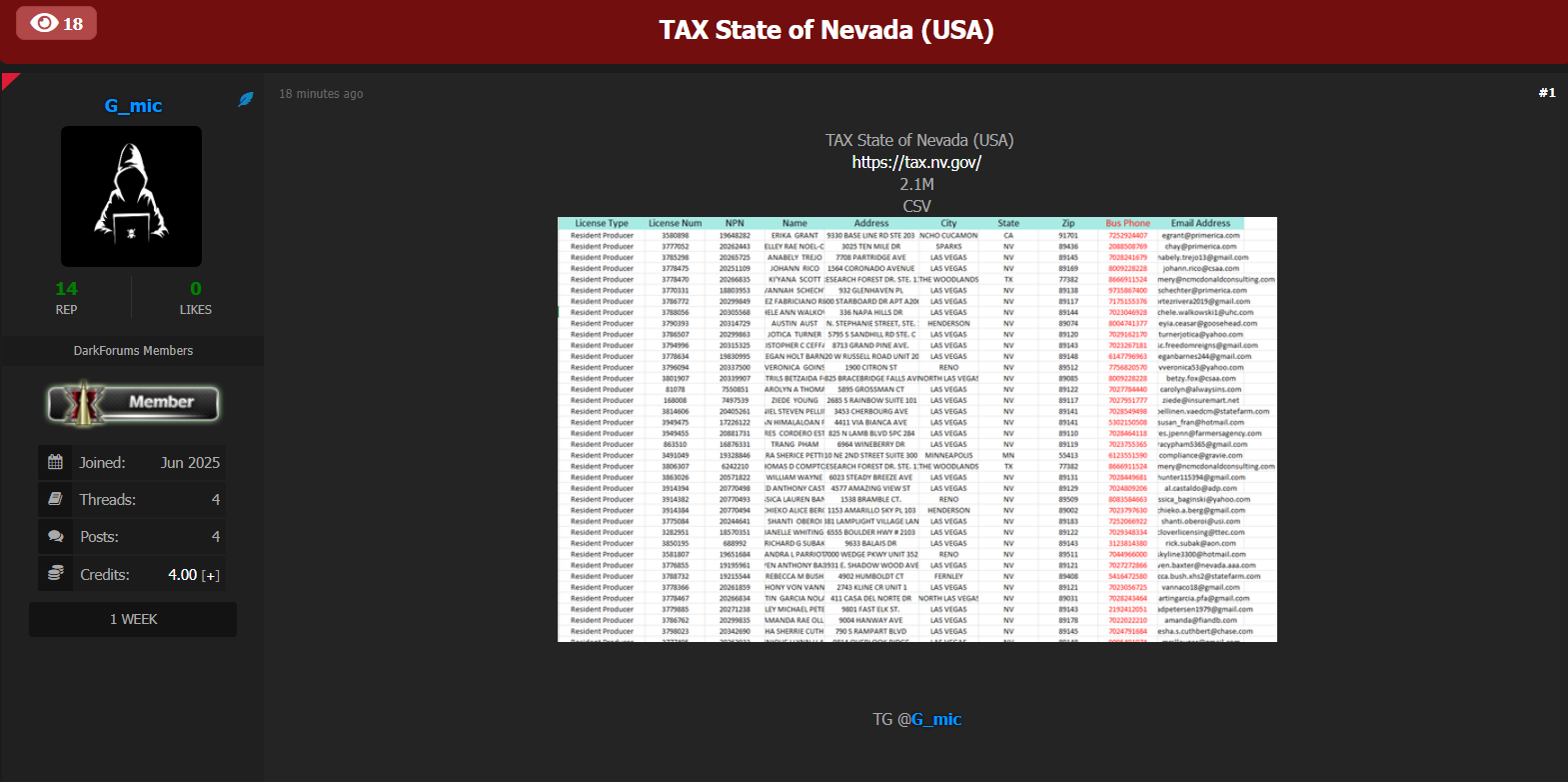 内华达州税务局涉嫌数据外泄-xLab 威胁情报