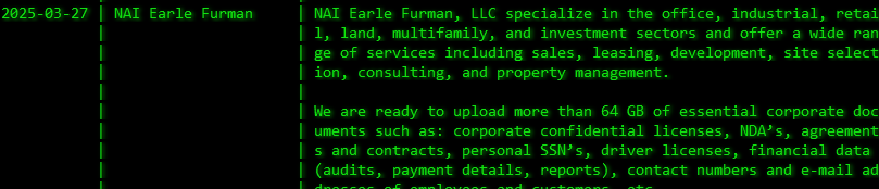 NAI Earle Furman成为Akira勒索软件的受害者-xLab 威胁情报