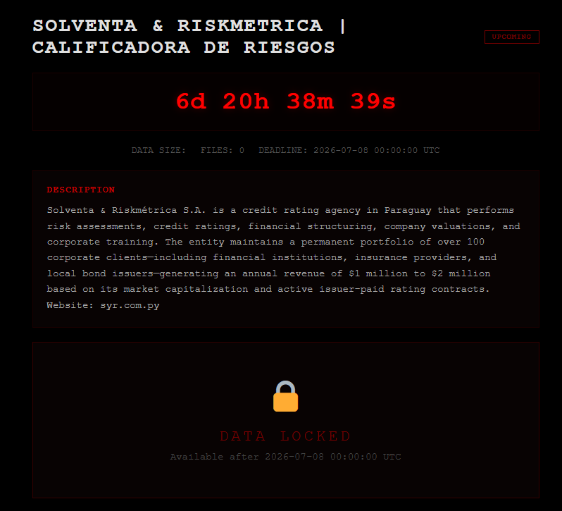 Alleged data breach of Solventa & Riskmétrica S.A. Calificadora de Riesgos-xLab 威胁情报