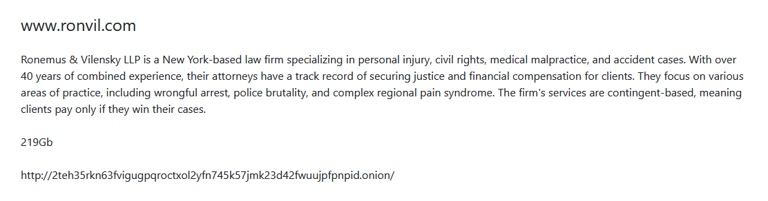 Ronemus&Vilensky LLP成为Kraken勒索软件的受害者-xLab 威胁情报