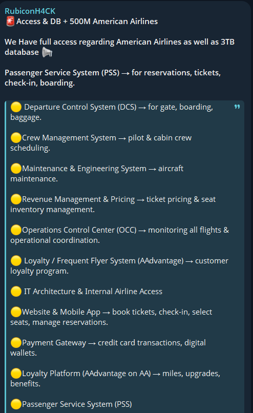 American航空涉嫌数据泄露-xLab 威胁情报