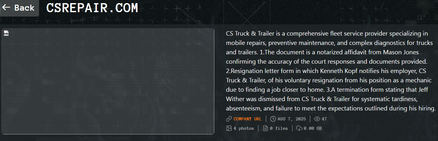 CS卡车和拖车成为Qilin勒索软件的受害者-xLab 威胁情报