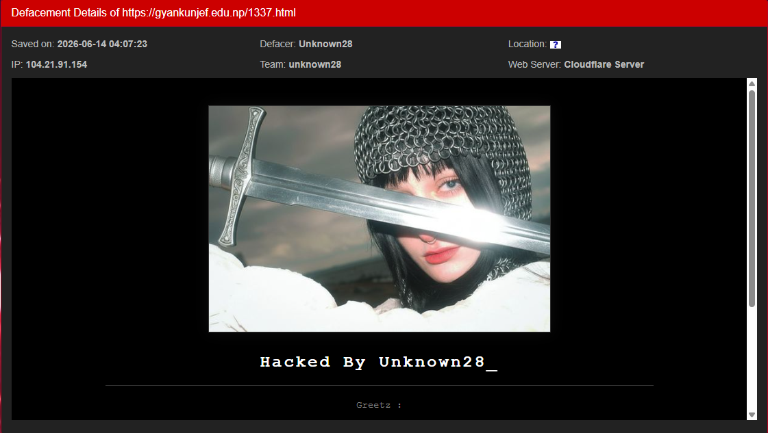 Unknown28 targets the website of Gyankunj Secondary Boarding School-xLab 威胁情报