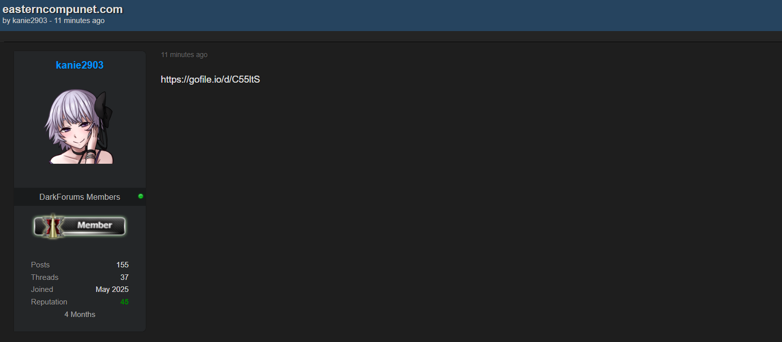 被指控为东方计算机有限公司的数据外泄。-xLab 威胁情报