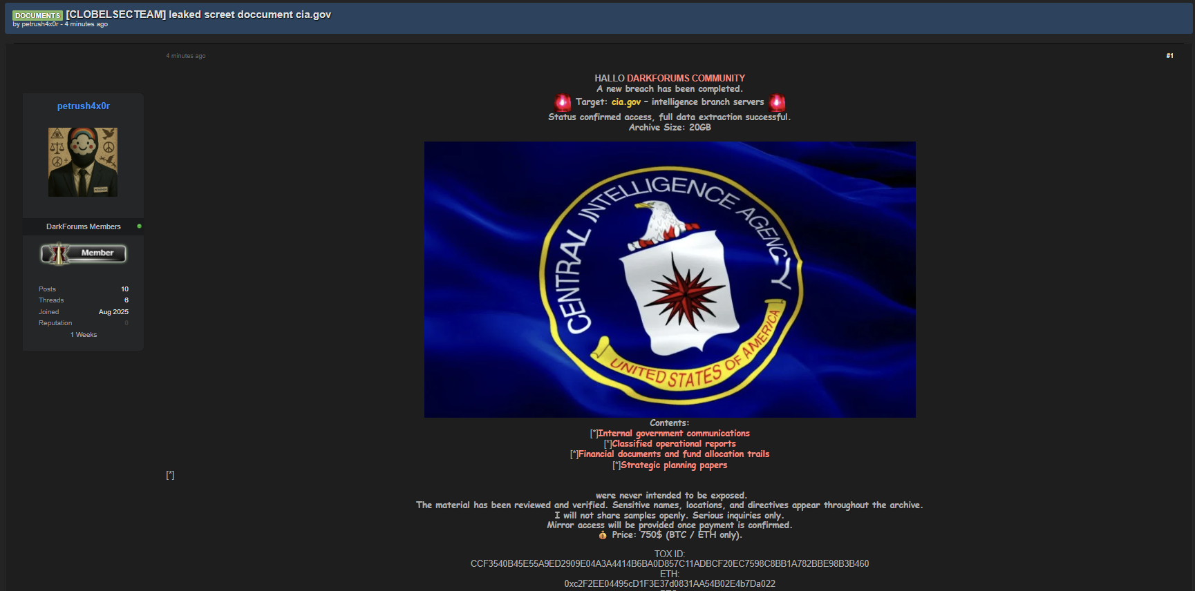 涉嫌出售中央情报局数据-xLab 威胁情报