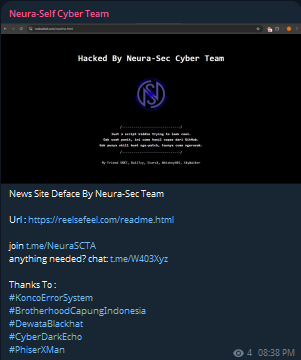 Neura Self Cyber Team targets the website of Reelsefee-xLab 威胁情报