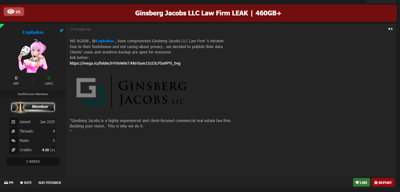 Ginsberg Jacobs LLC涉嫌数据外泄-xLab 威胁情报