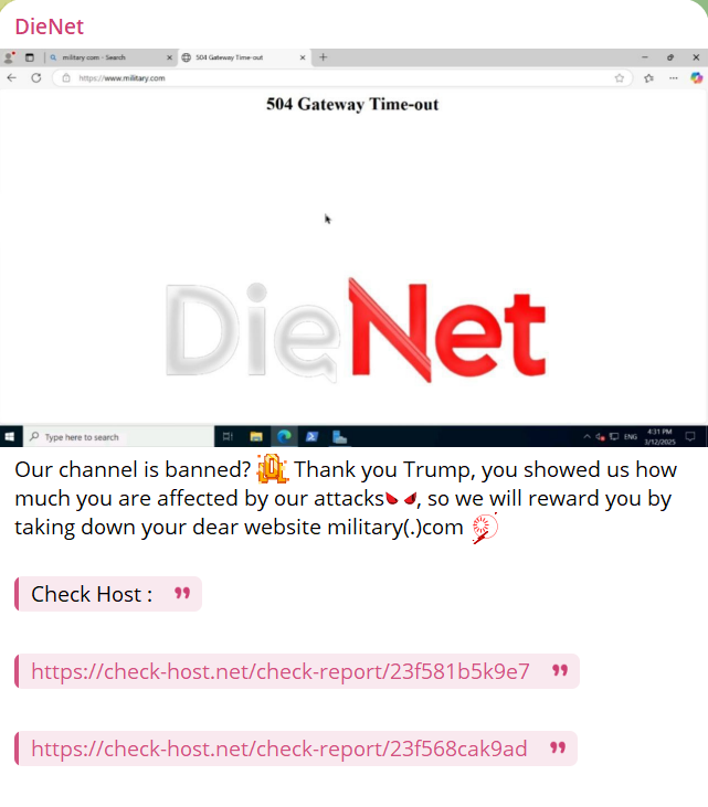 DieNet瞄准Military.com网站-xLab 威胁情报