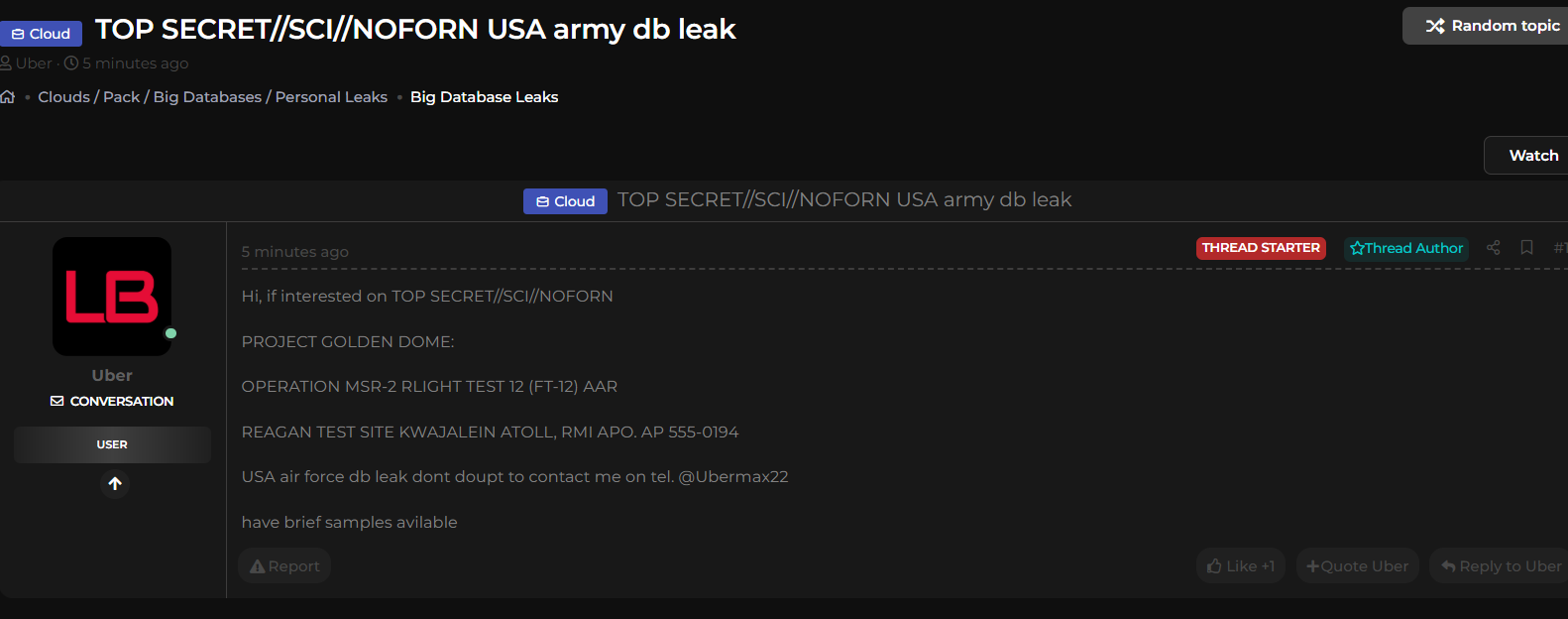 涉嫌数据泄露美国陆军数据库-xLab 威胁情报