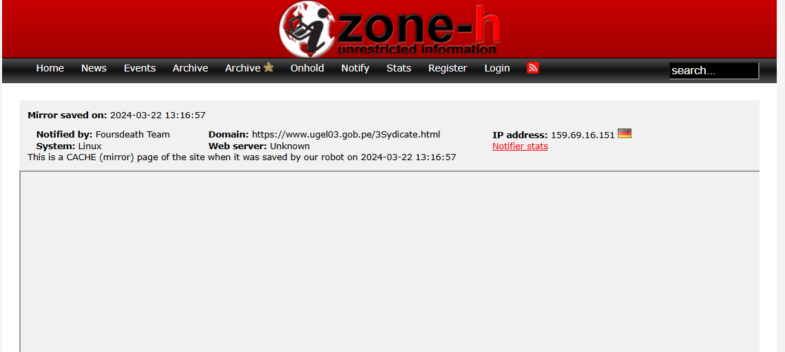 Foursdeath Team targets the website of UGEL 03-xLab 威胁情报