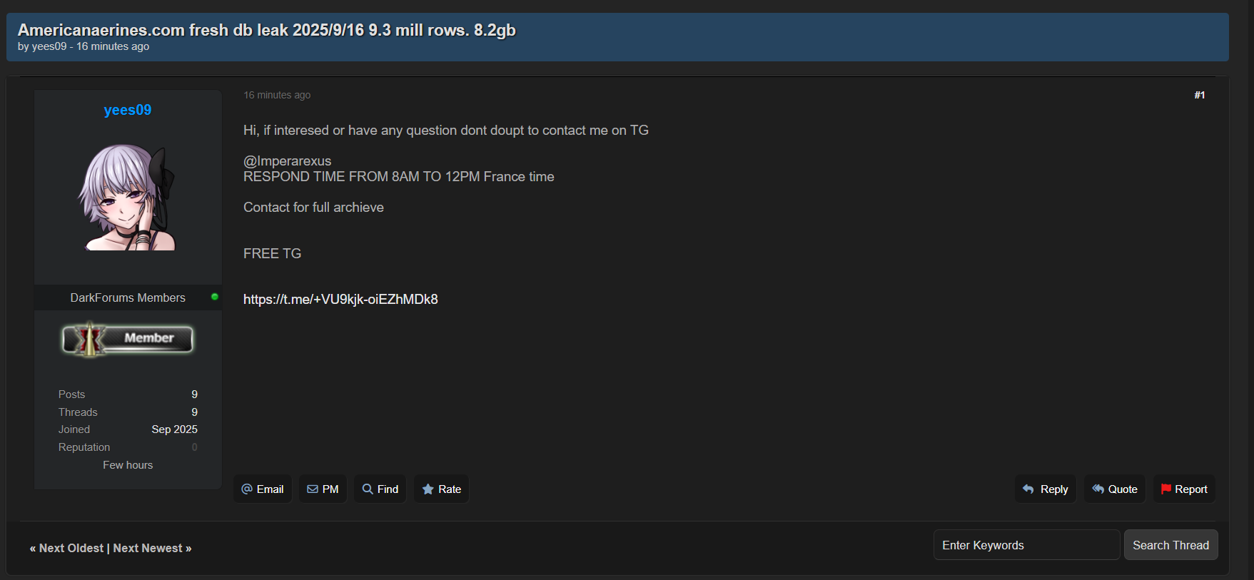 Americanaerines.com涉嫌数据泄露-xLab 威胁情报