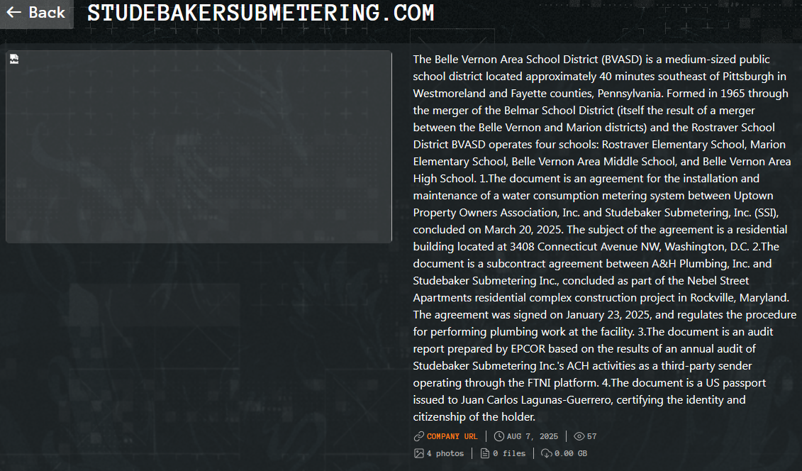 Studebaker Submetering Inc成为Qilin勒索软件的受害者-xLab 威胁情报
