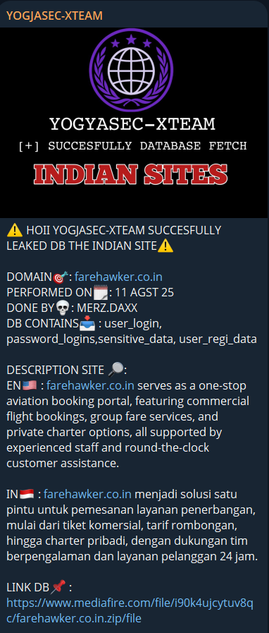 FareHawker.Com涉嫌数据泄露-xLab 威胁情报