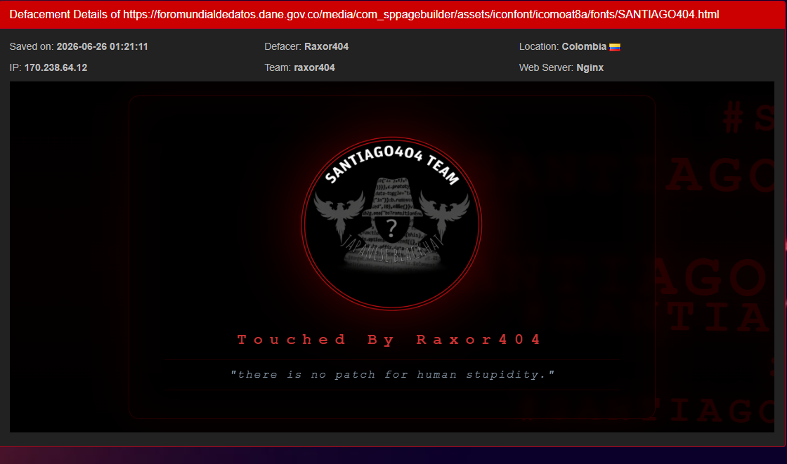 Raxor404 targets the website of Foro Mundial de Datos de las Naciones Unidas-xLab 威胁情报