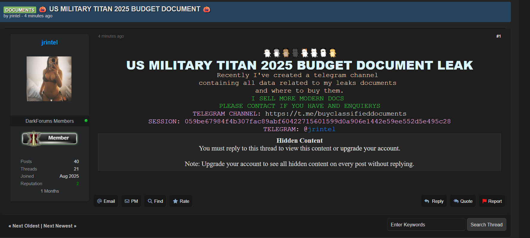 涉嫌出售美军泰坦2025年预算文件-xLab 威胁情报
