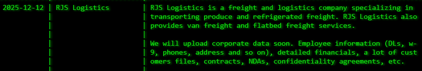 INC.RJS Logistics成为akira勒索软件的受害者-xLab 威胁情报