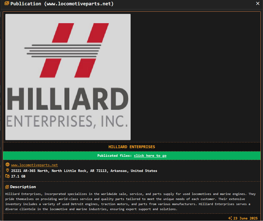 Hilliard Enterprises成为DragonForce勒索软件的受害者-xLab 威胁情报