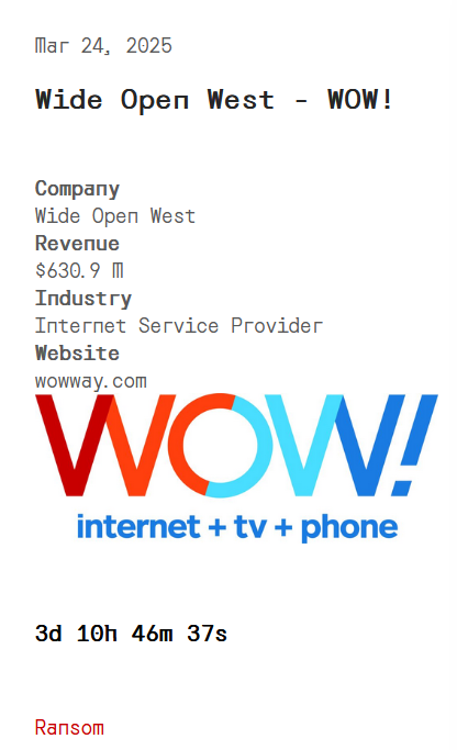 WideOpenWest成为Arkana Security勒索软件的受害者-xLab 威胁情报