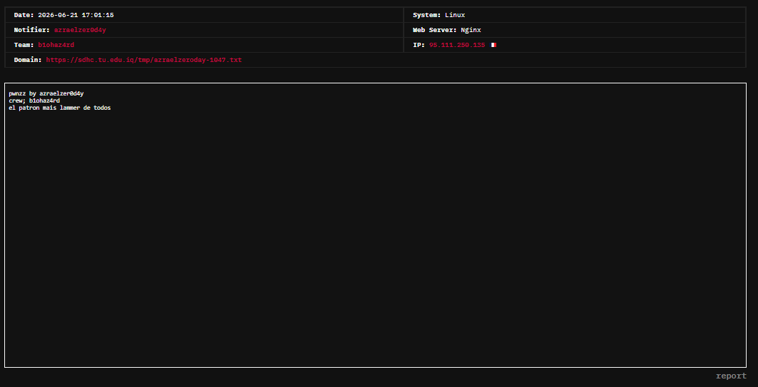 azraelzer0d4y targets the website of Southern Technical University-xLab 威胁情报