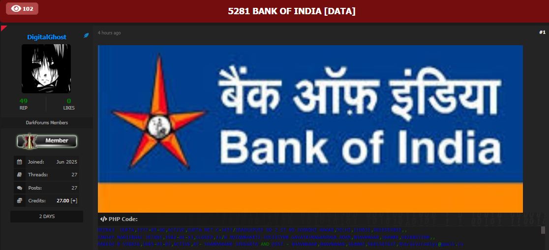 印度银行涉嫌数据库泄露-xLab 威胁情报