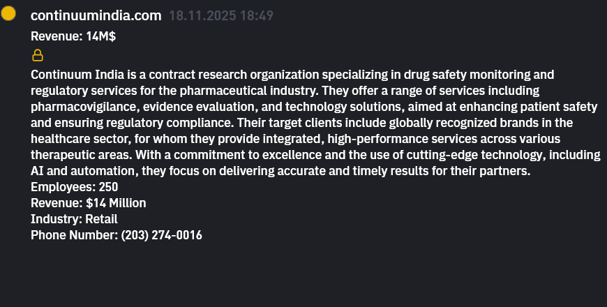 CONTINUUM India LLP成为INC RANSOM勒索软件的受害者-xLab 威胁情报