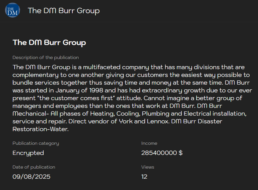 DM Burr Group成为Sinobi勒索软件的受害者-xLab 威胁情报