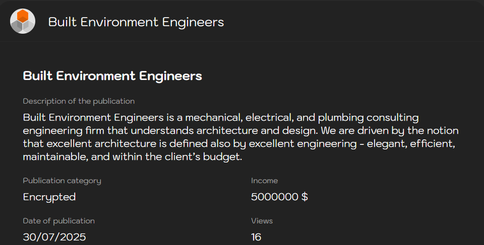 Built Environment Engineers将vicitm归咎于Sinobi勒索软件-xLab 威胁情报