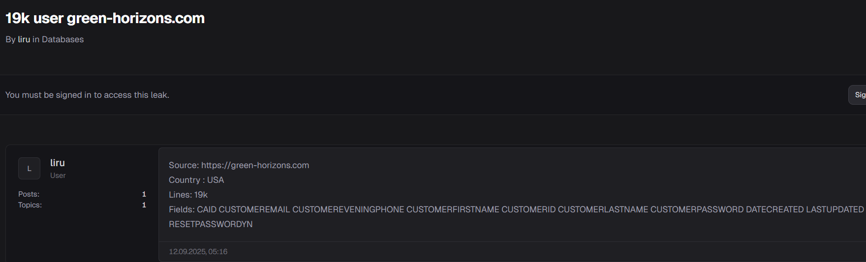 绿色地平线草坪护理涉嫌数据外泄-xLab 威胁情报