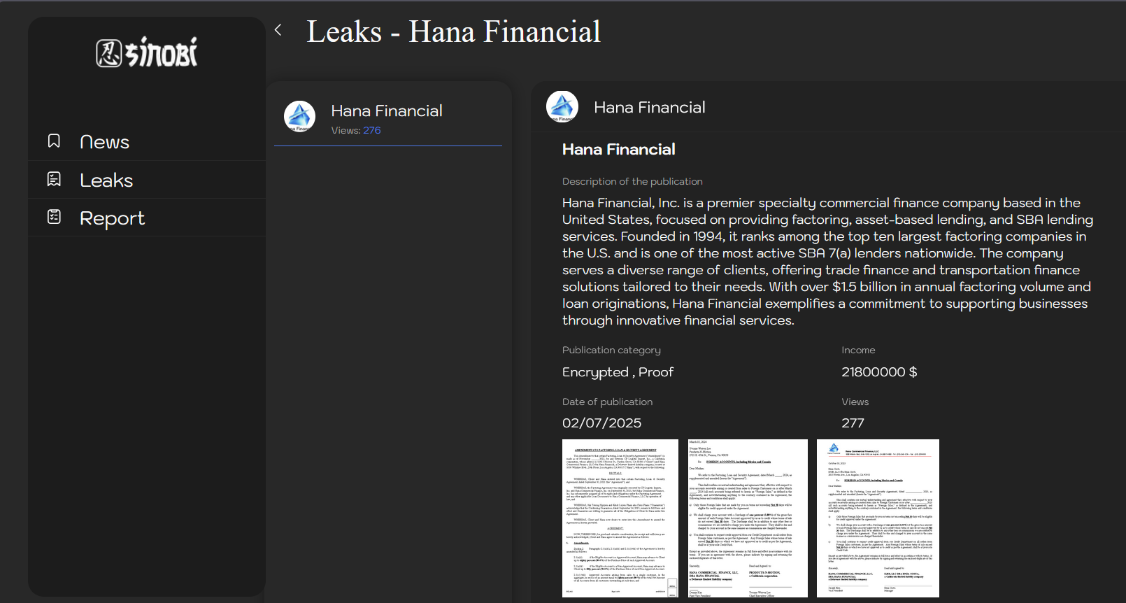 Hana金融、Inc.将vicitm归咎于Sinobi勒索软件-xLab 威胁情报