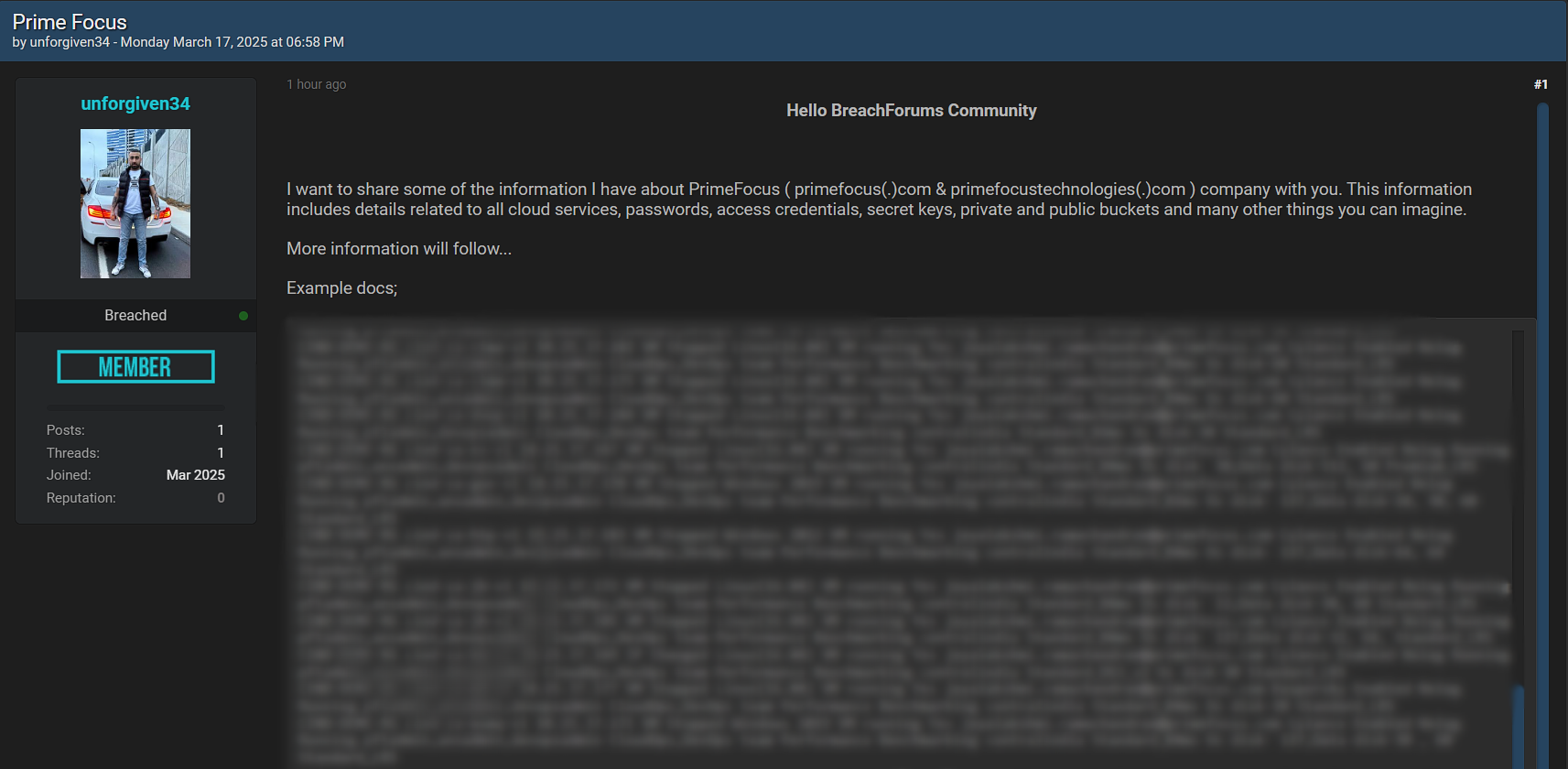 Prime Focus涉嫌数据泄漏-xLab 威胁情报
