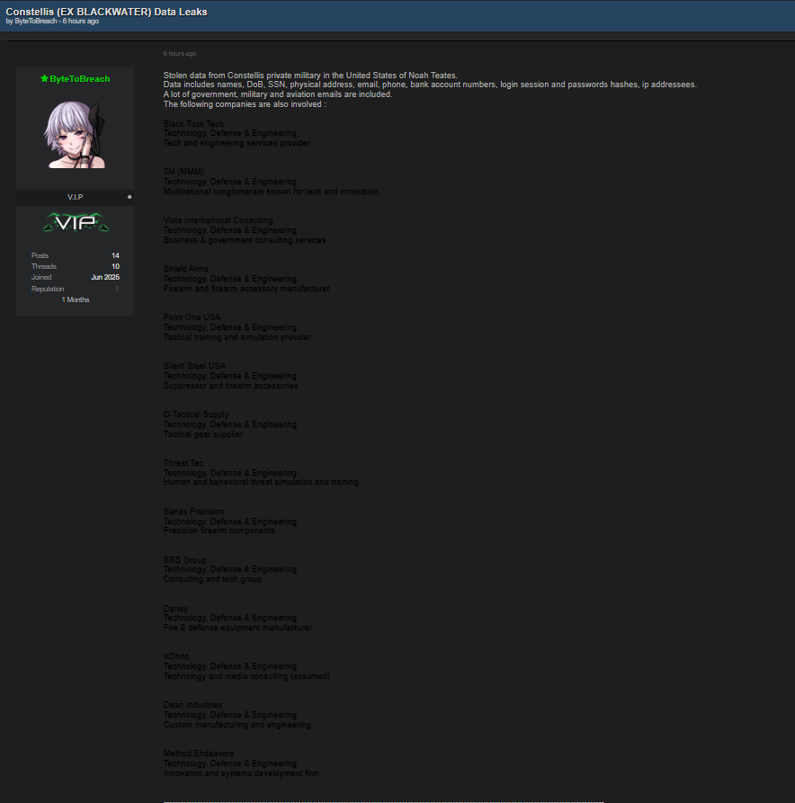 Constellis涉嫌数据外泄-xLab 威胁情报