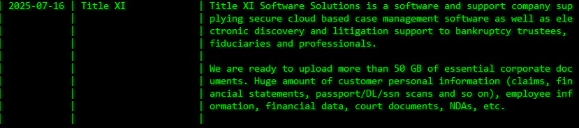 Title XI软件解决方案，Inc.成为Akira勒索软件的受害者-xLab 威胁情报