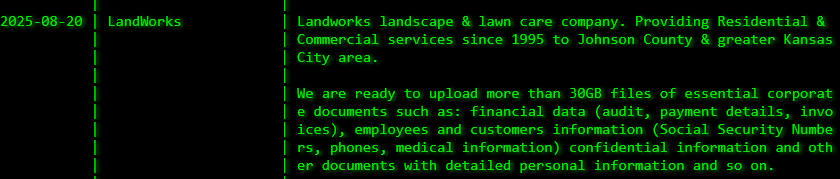 LandWorks成为Akira勒索软件的受害者-xLab 威胁情报